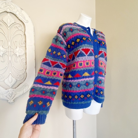 ❌SOLD❌ Bolder World | Women's Colorful Chunky Knit Cardigan Sweater | Size: M - Picture 8 of 8